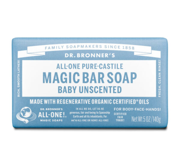 DR. BRONNER'S BABY UNSCENTED PURE-CASTILE BAR SOAP